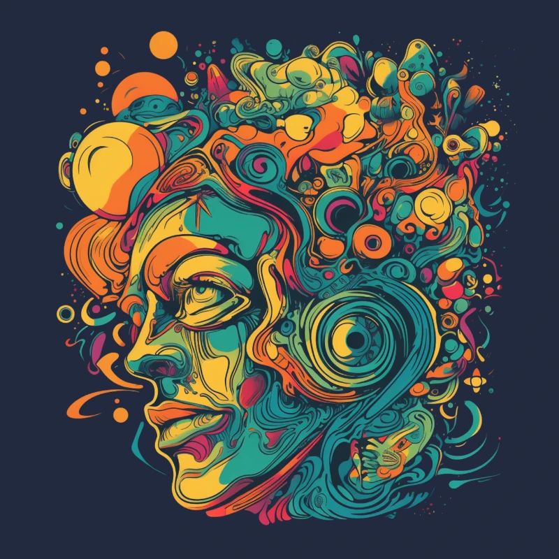 Visage psychédélique dans de nombreuses couleurs