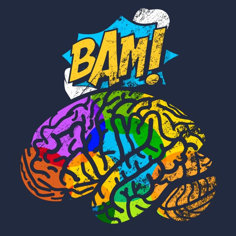 Brain Aesthetic Pop Art Comic Retro Brain Map Neur