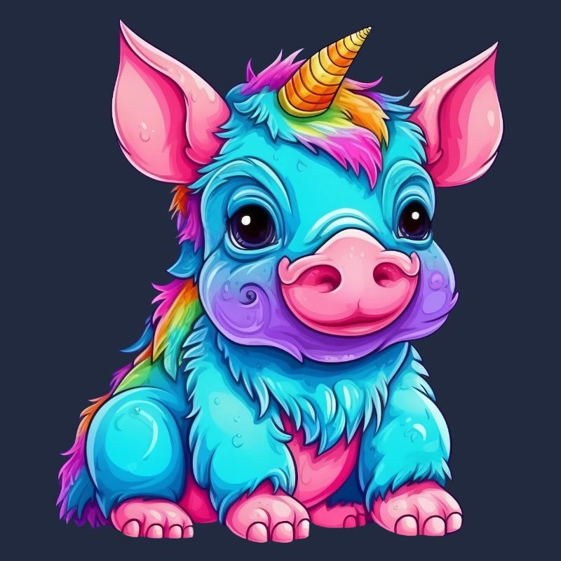 Fusion du cochon et de la licorne - conception arc-en-ciel