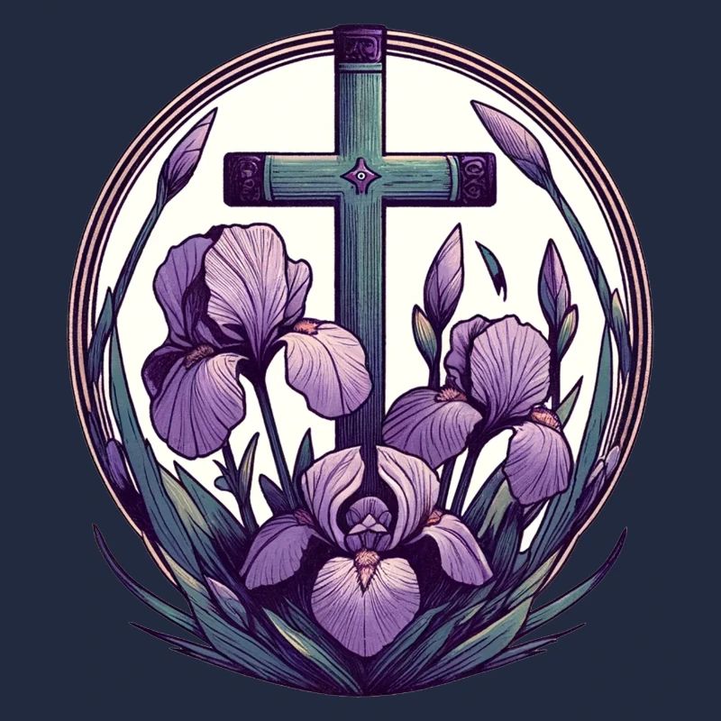 Croix chrétienne violet Iris