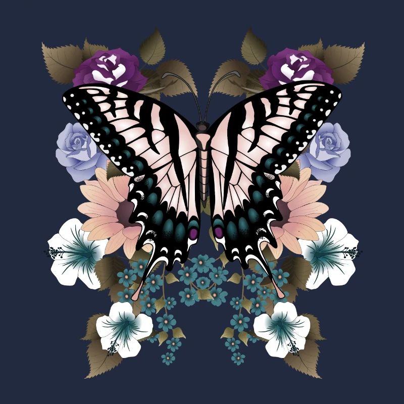 Queue d’aronde papillon avec des fleurs