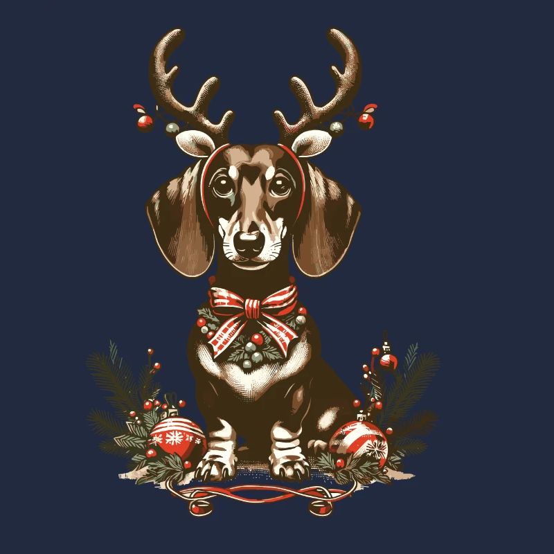 Teckel de Noël avec bois et arc