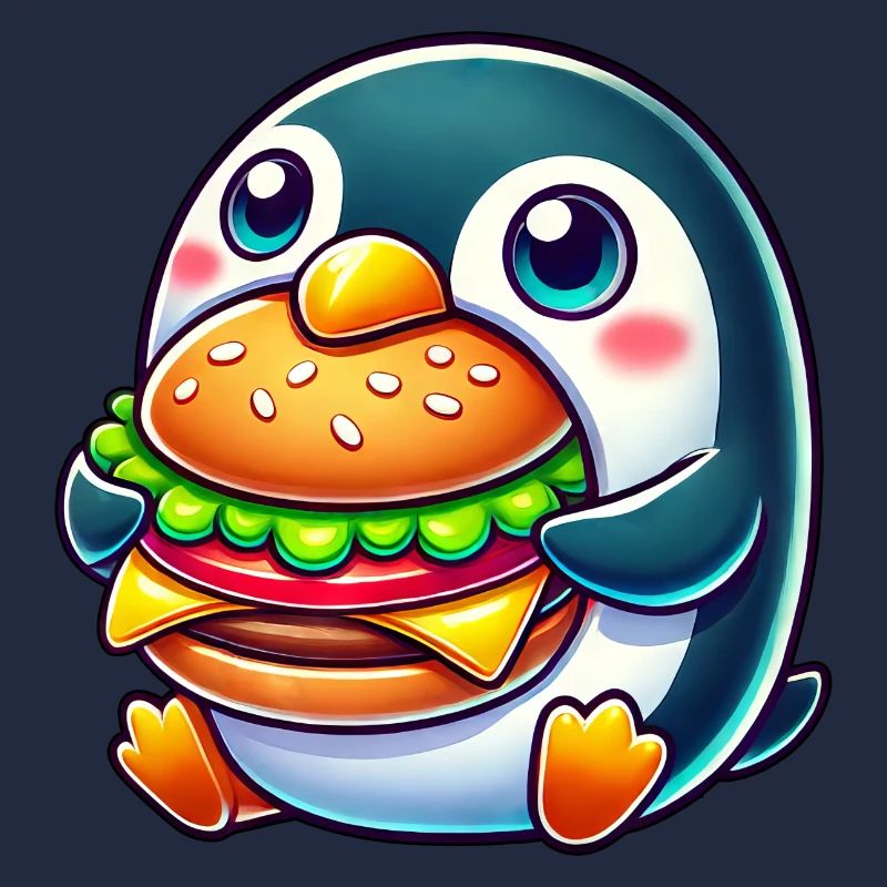 mignon pingouin burger dessin animé restauration rapide