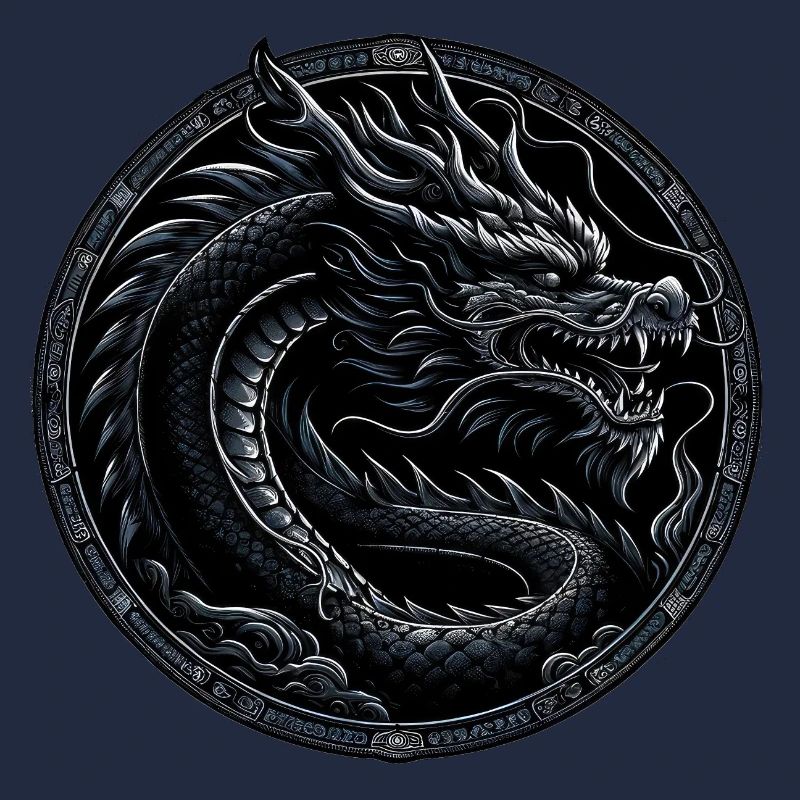 Monochromer Mythos: Schwarzer Drache