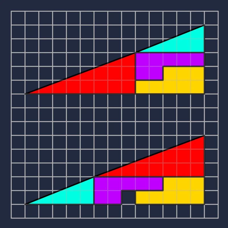 Triangles with missing square