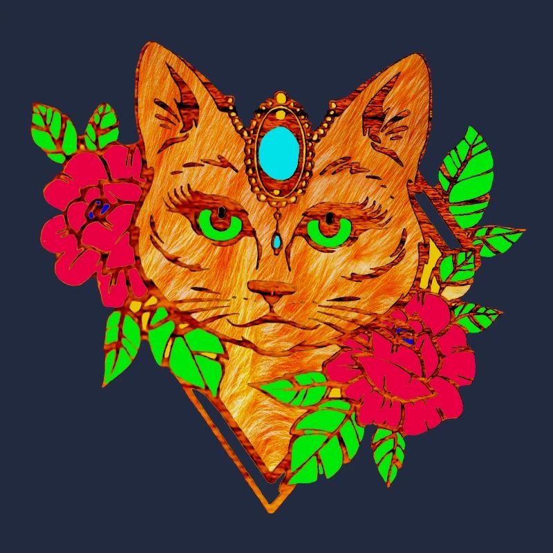 chat et fleurs