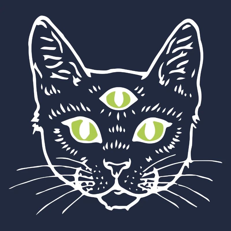 Chat avec trois yeux blanc