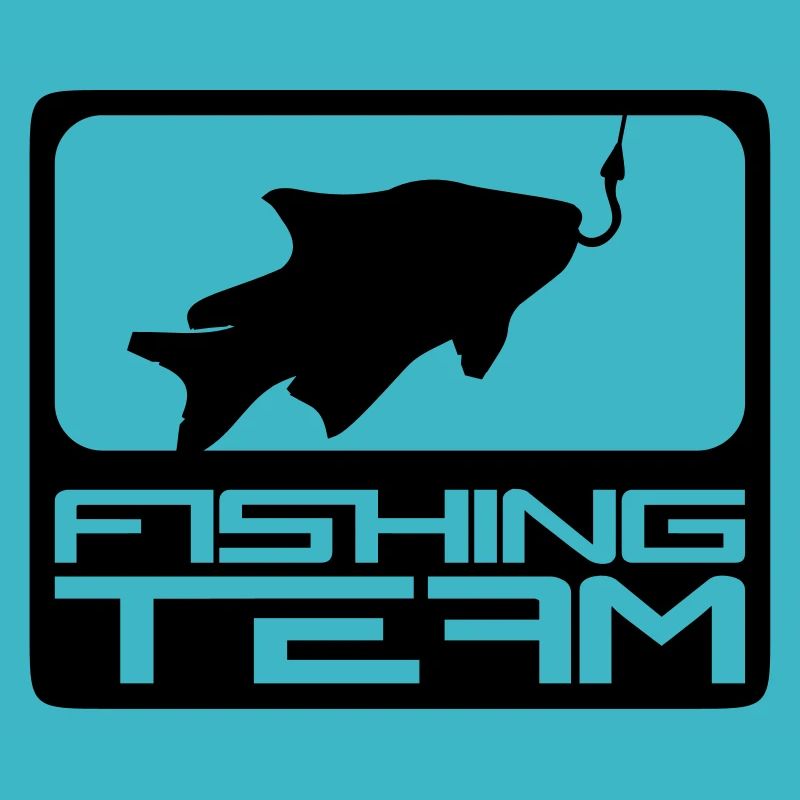 équipe de pêche sport logo poisson rouge bleu