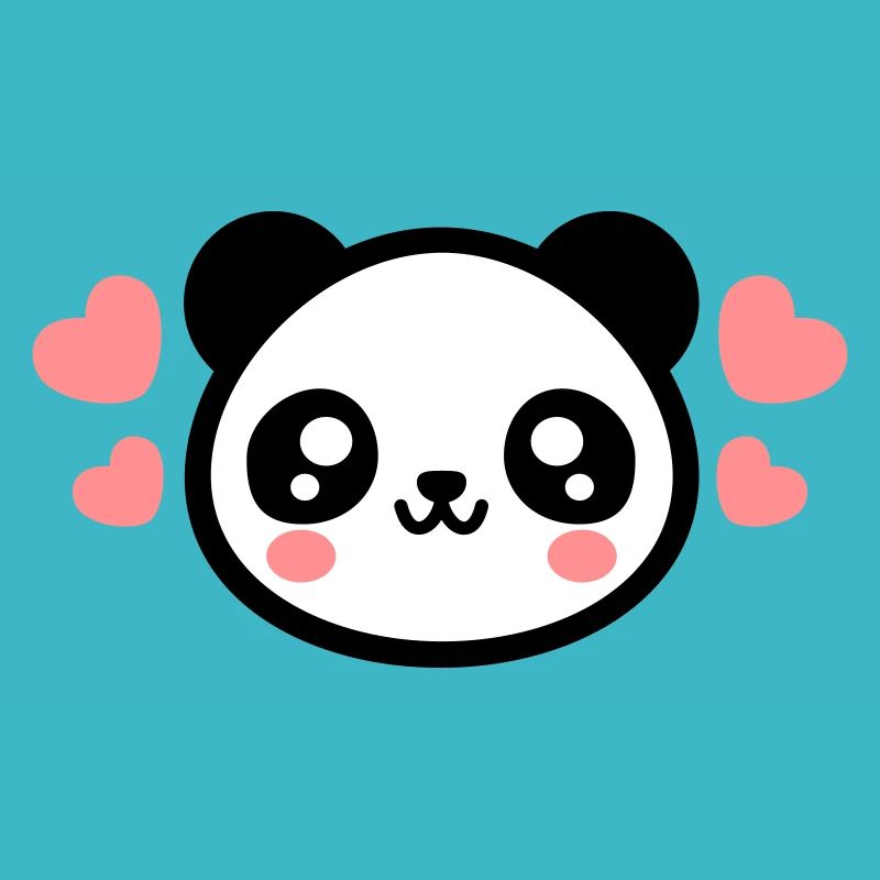 Visage de panda aimant : cœurs adorables