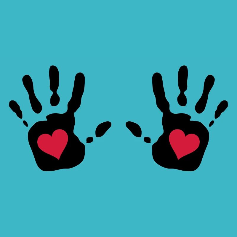 Double Handprint Red Heart