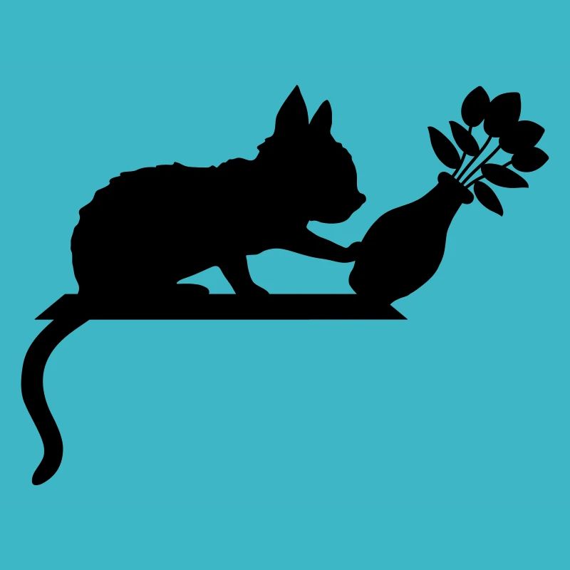 Vase à fleurs renversé sur un chat effronté
