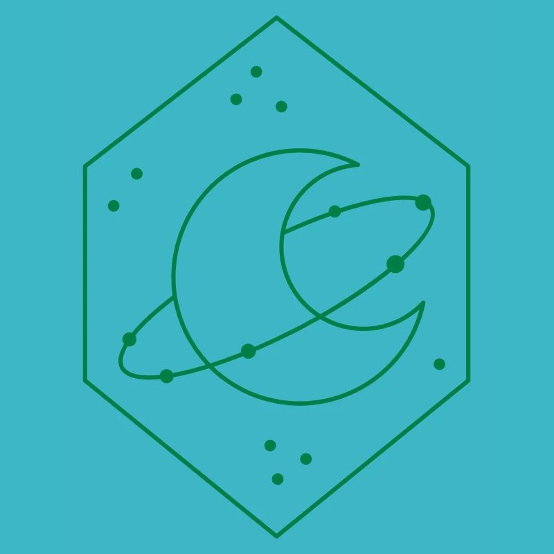 Diamond crescent moon with orbit