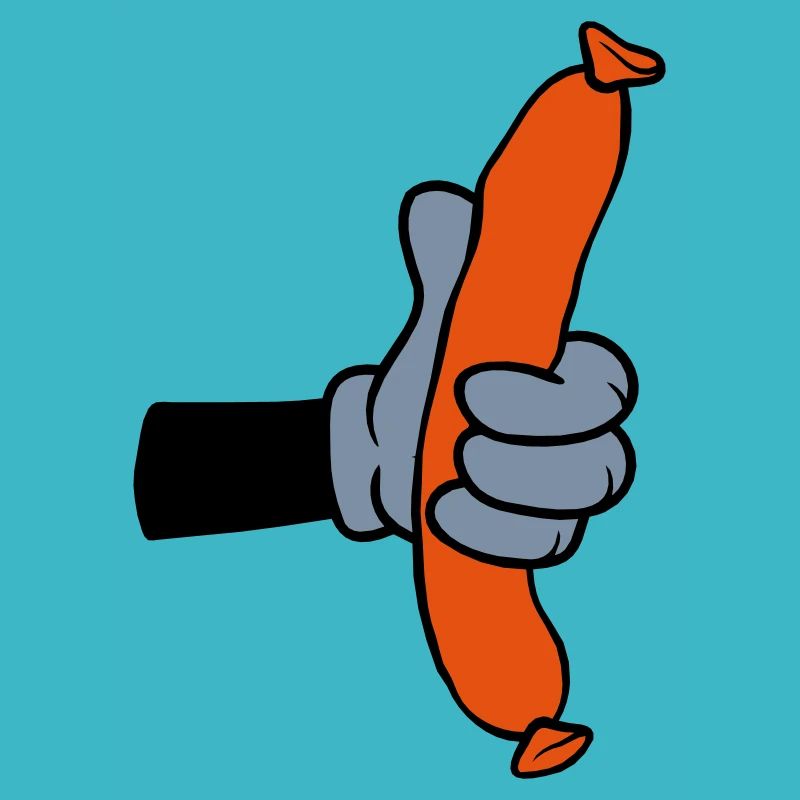Comic Hand Holds Sausage