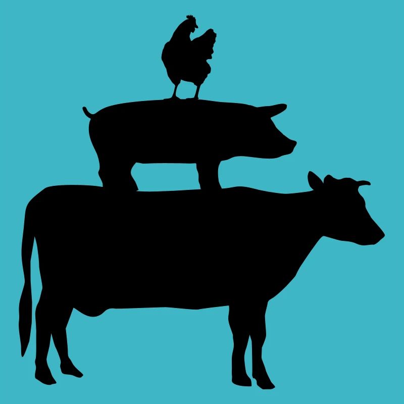 Kuh, Schwein und Huhn