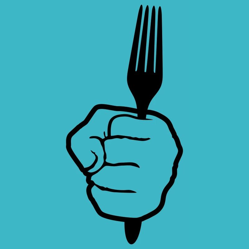 silhouette hand hold fork cutlery eat go hunge