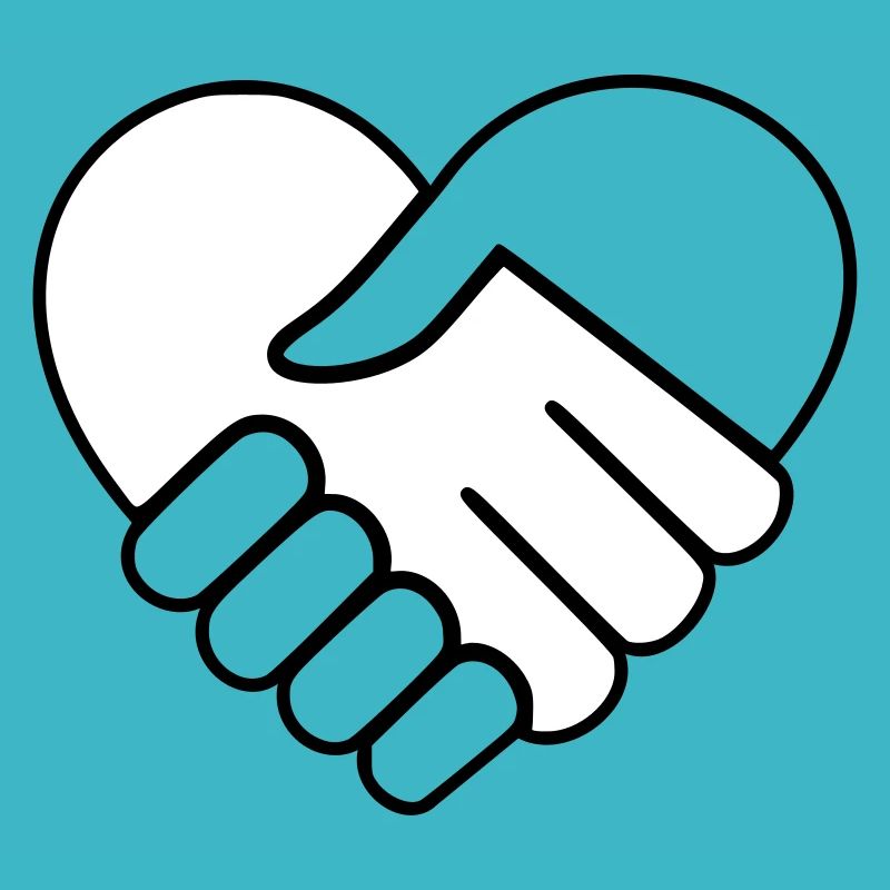 Coeur main dans la main blanc-incolore