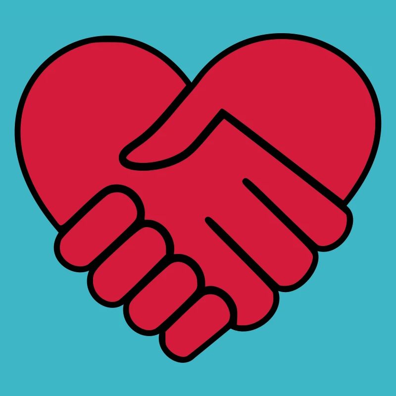 Hand in hand heart red