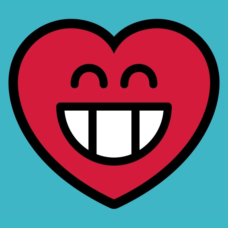 Emoticon Grin Heart (colors changeable)
