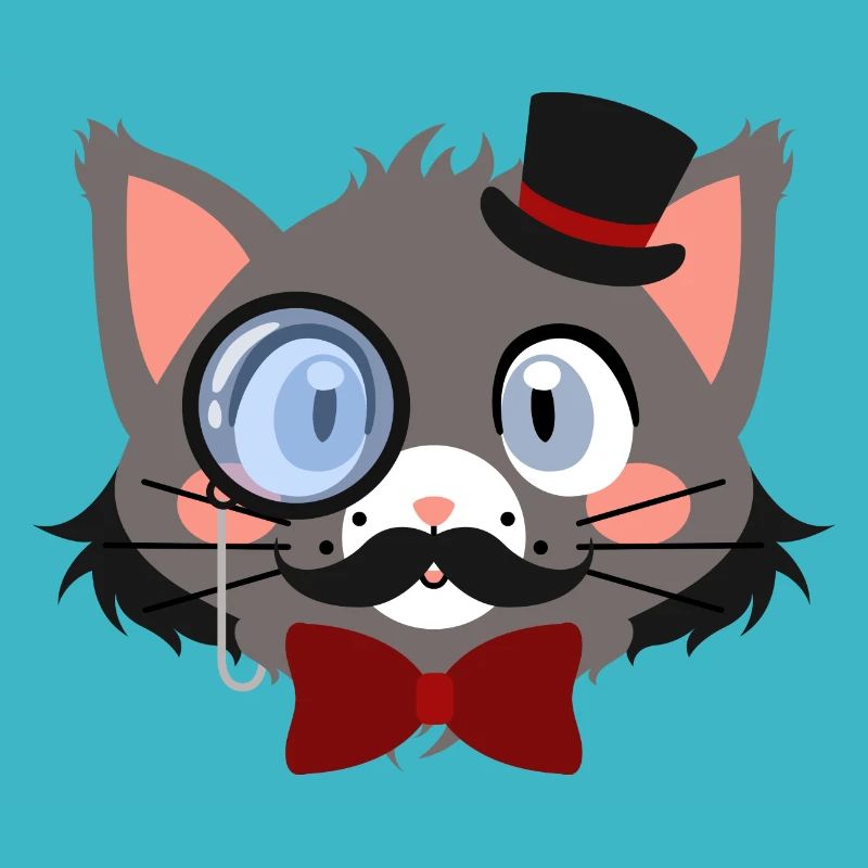 Gentleman cat with monocle and hat