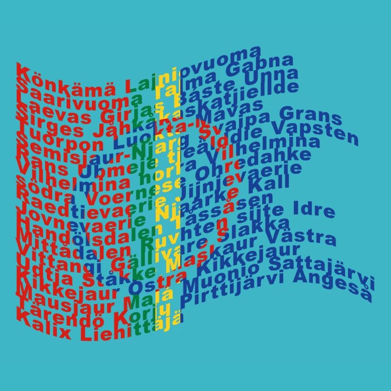 Drapeau Sapmi avec villages samis