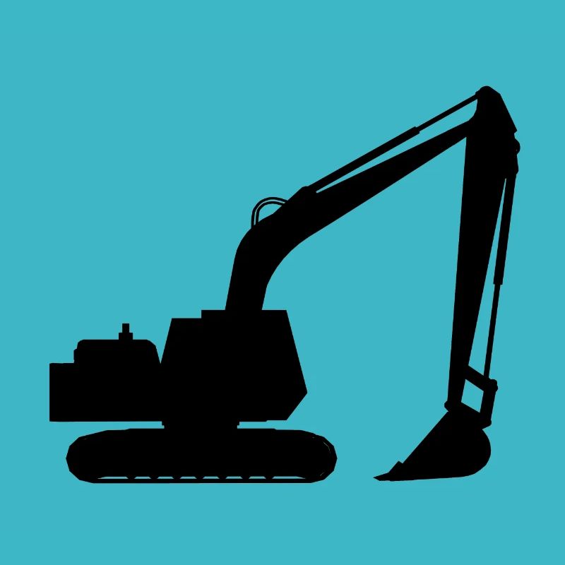 Silhouette with a shovel, backhoe