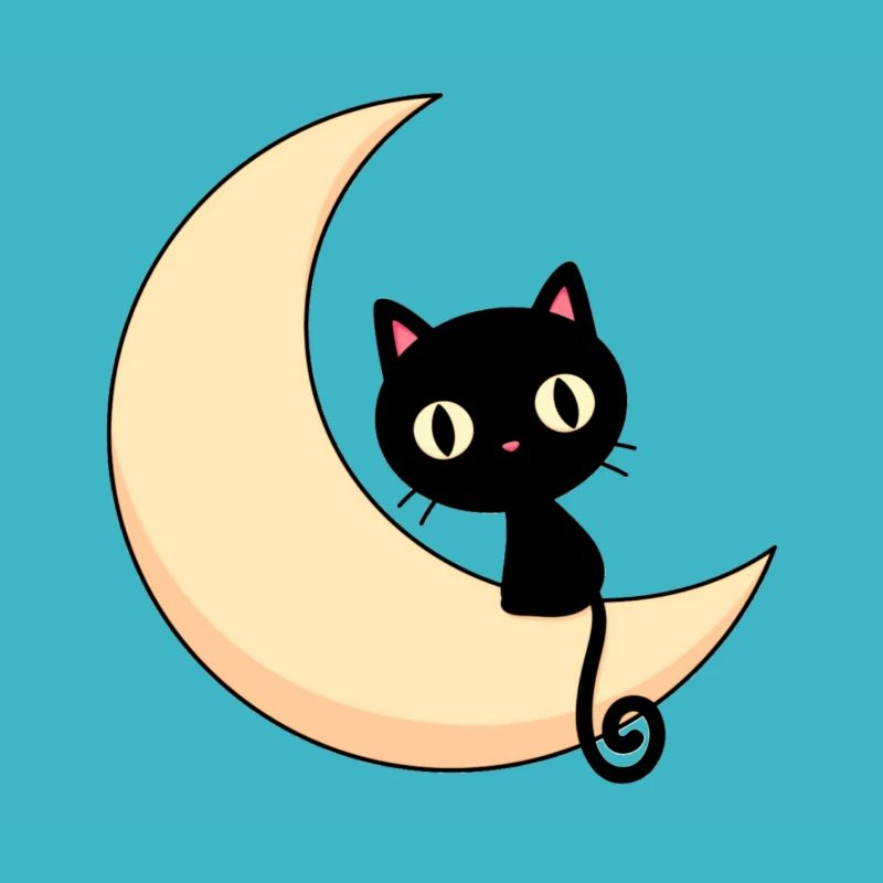doux chat sur lune,chat,mond