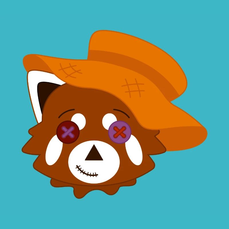 Red panda disguised as a scarecrow for Halloween