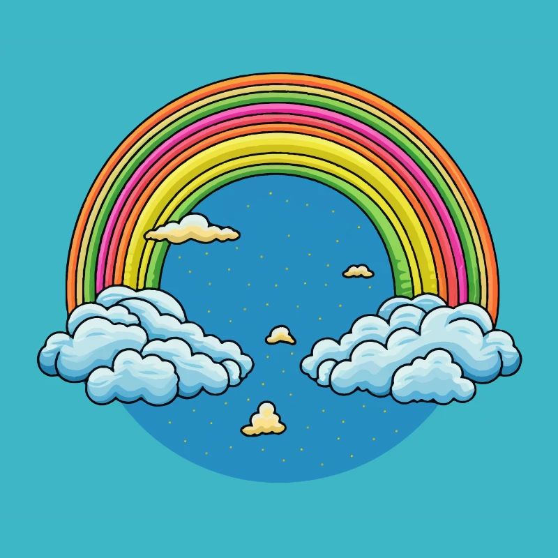 Regenbogenwolken und Sterne