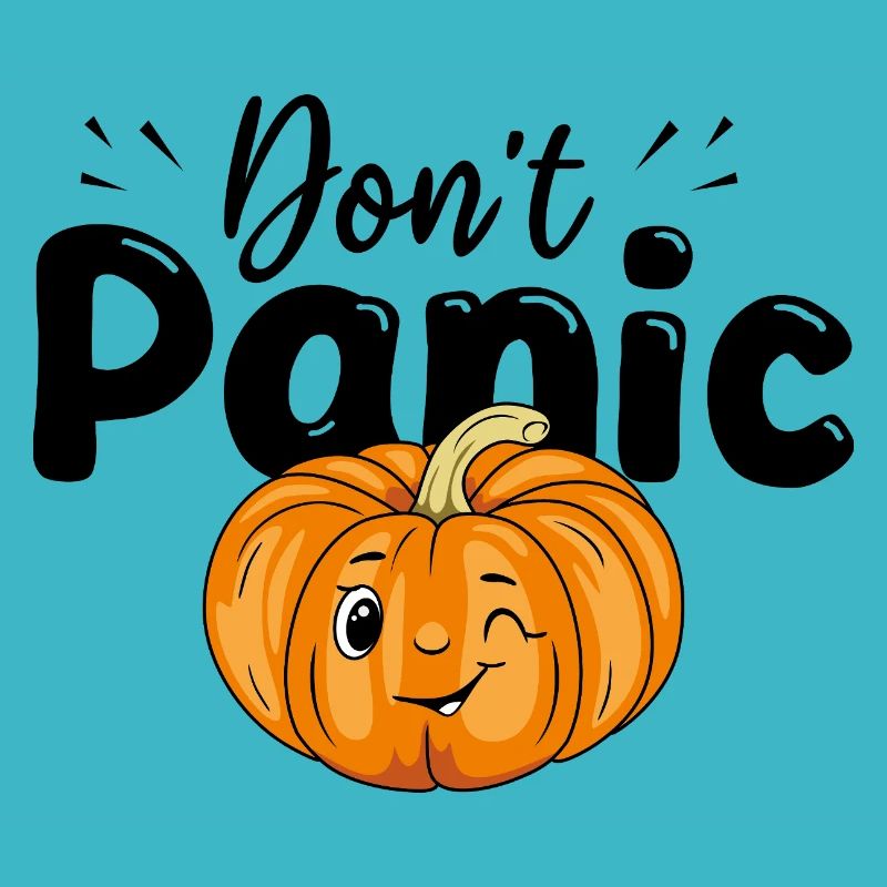 Don't panic. Design with winking pumpkin