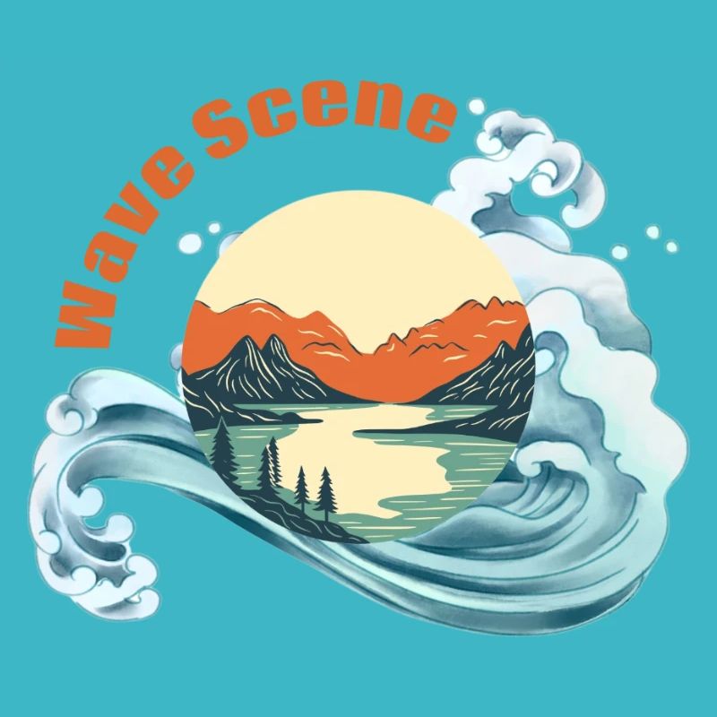 Nature wave scenery cute summer design