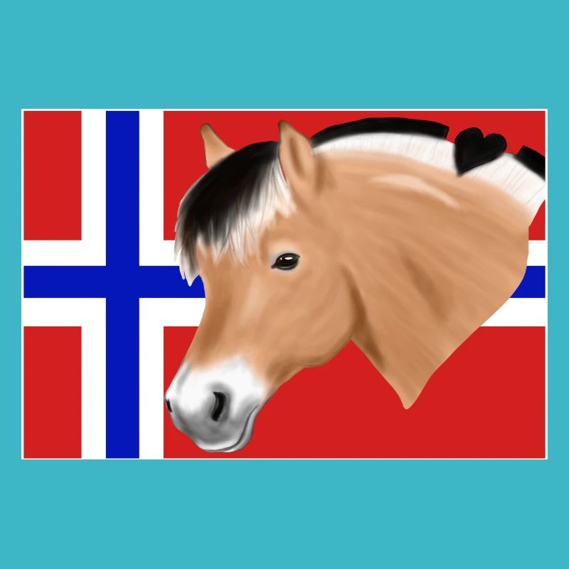 Norwegisches Pferd mit flagge