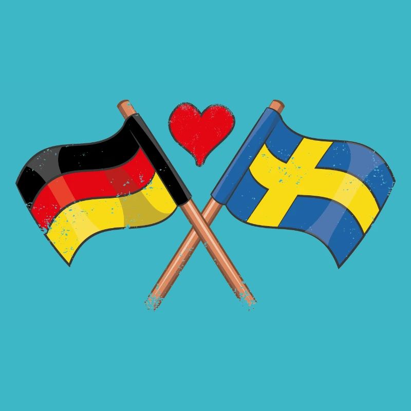J’aime la Suède Allemagne Drapeaux Drapeau Amour
