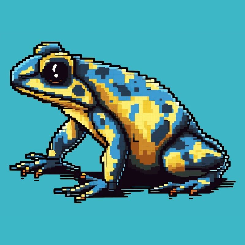 Farbenfroher Retro Pixel Pfeilgiftfrosch in 8 Bit
