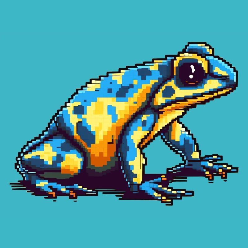 Bunter Pixel 8 Bit Pfeilgiftfrosch