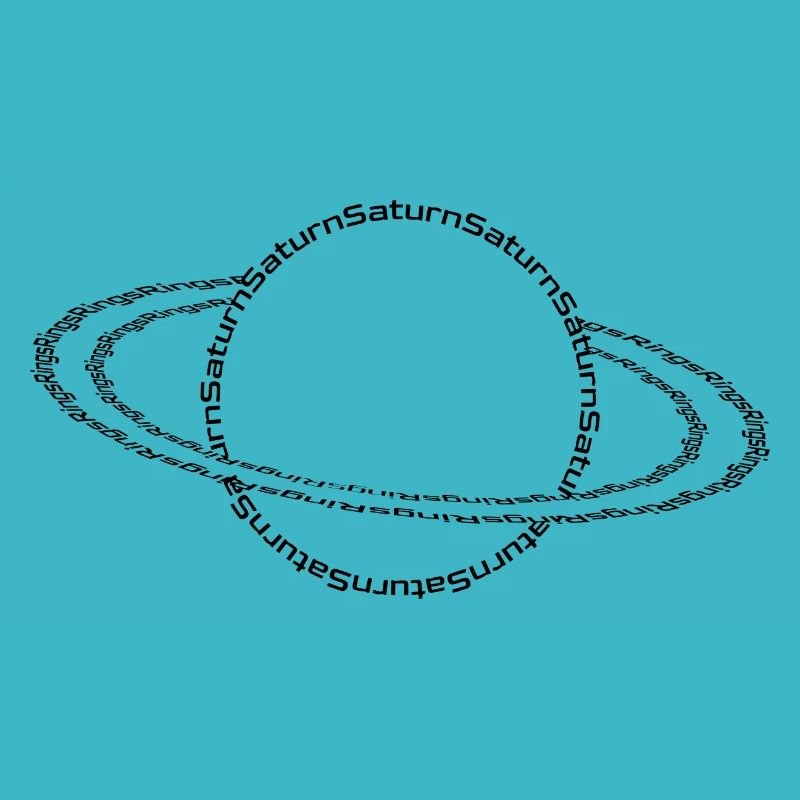 Saturne avec graphique d'anneaux construit à partir de texte