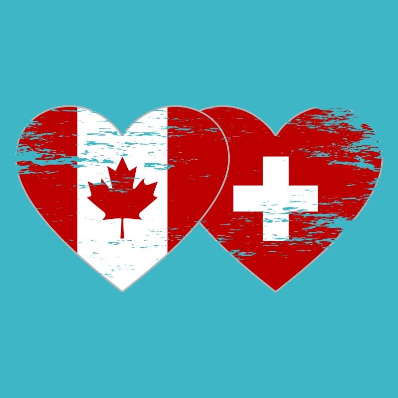 Cœur du drapeau Canada Suisse utilisé