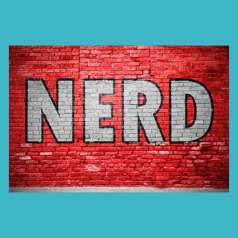 Nerd Graffiti auf Ziegelmauer