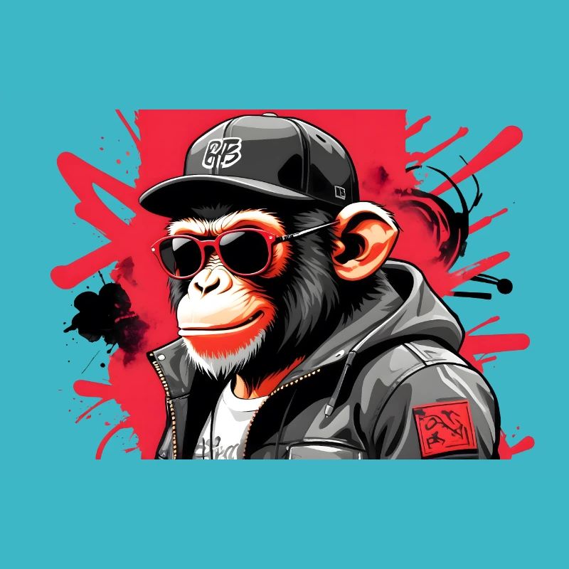 Cooler Affe mit Sonnenbrille und Kappe
