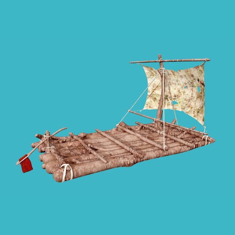 A raft in the open sea