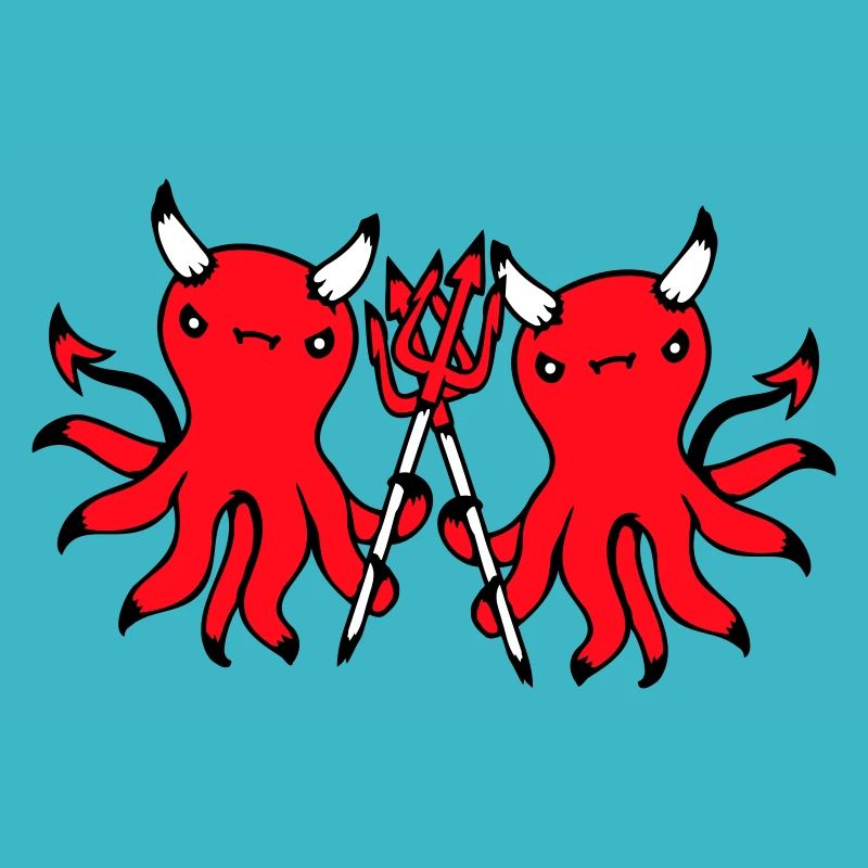 2 Oktopus Teufel Hölle Team Freunde Satan Böse süß