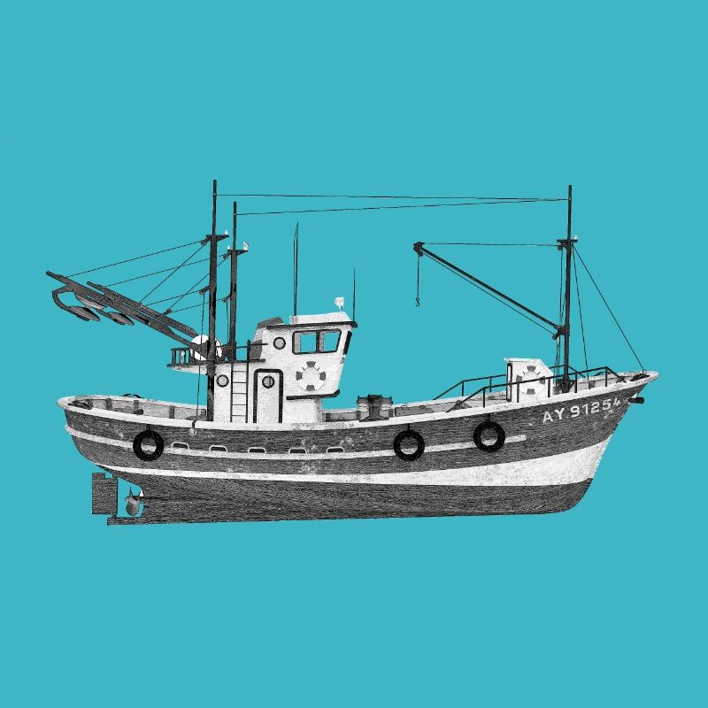 Seitenansicht eines Fischkutters