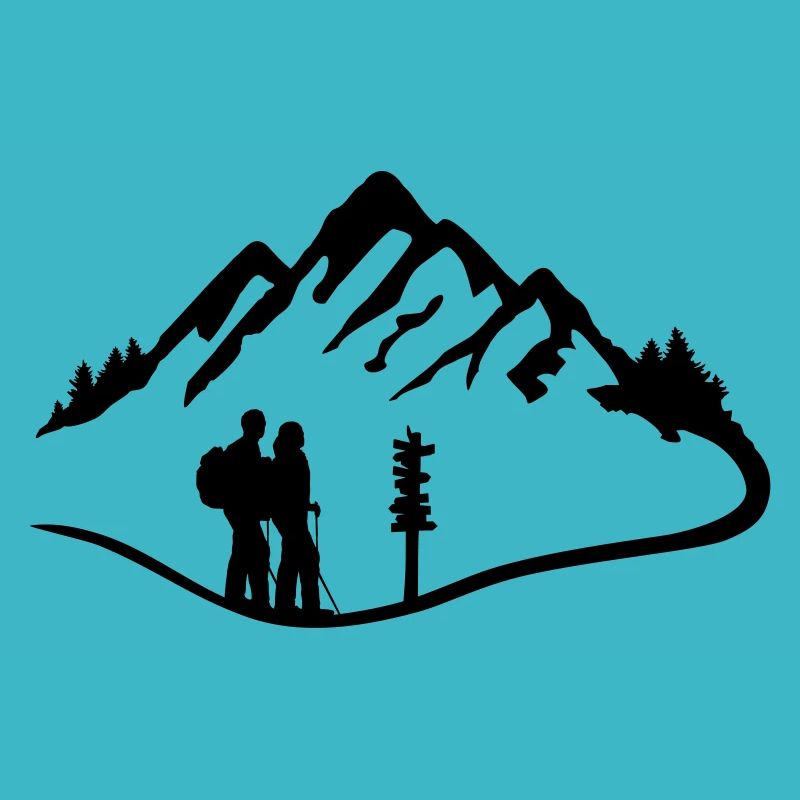 Wanderer und Berge