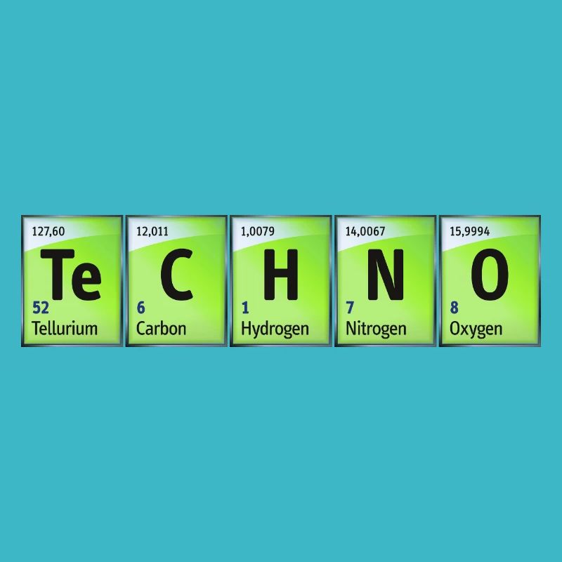 Periodensystem Carbon Nitrogen Oxygen TeCHNO grün