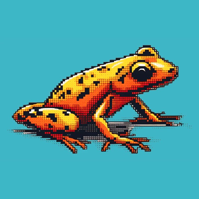 Pfeilgiftfrosch in bunter retro 8 Bit Pixelgrafik
