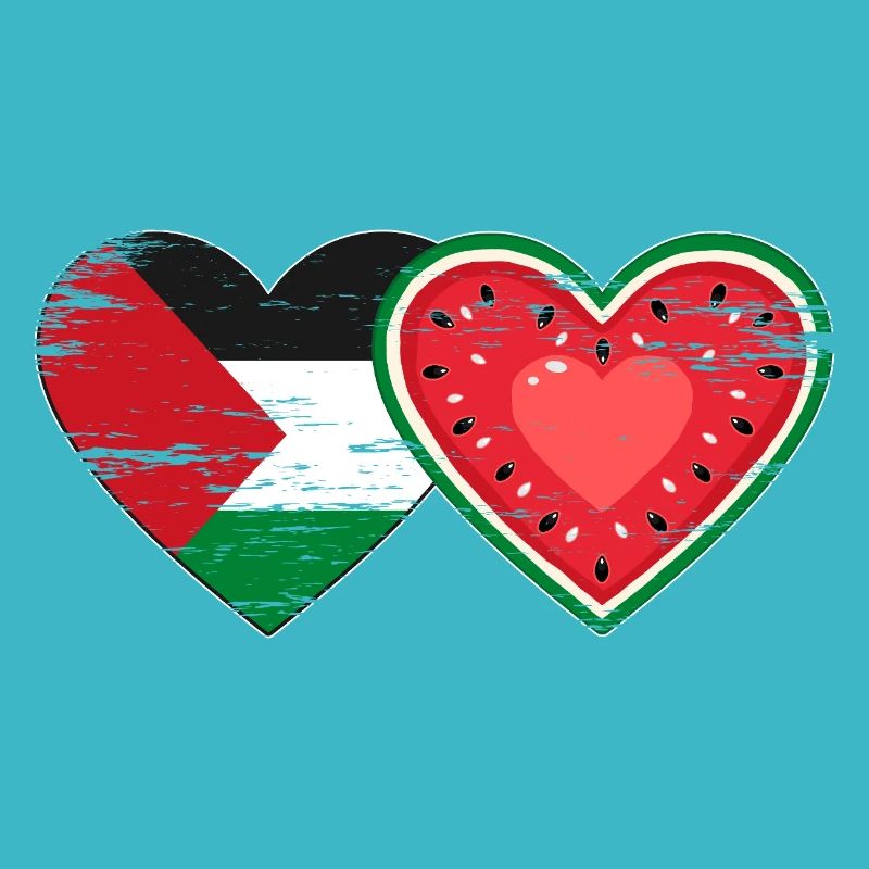 Palestine pastèque drapeau coeur utilisé