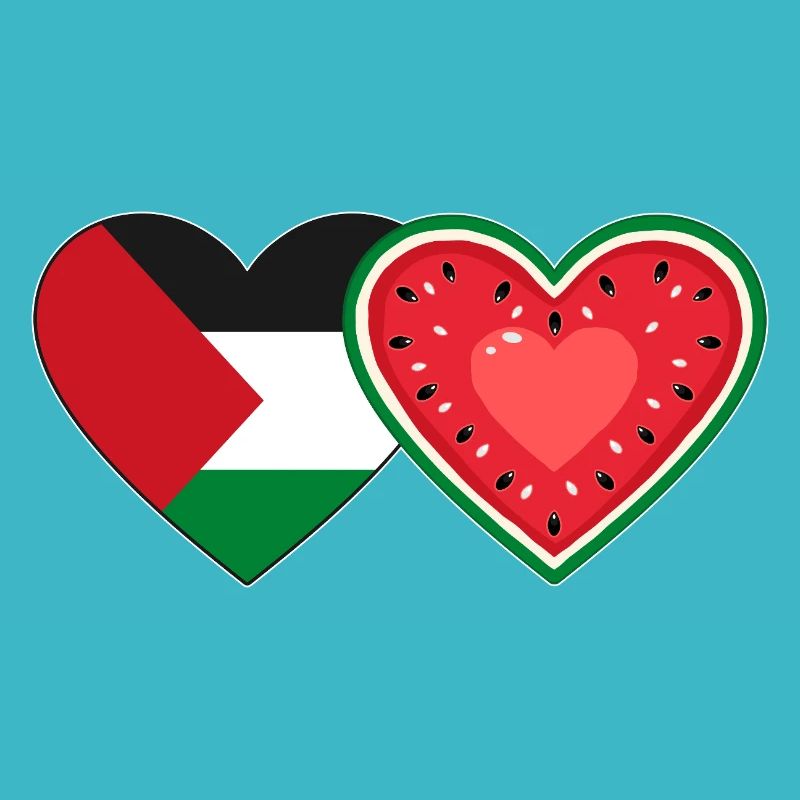 Drapeau pastèque de Palestine Coeur