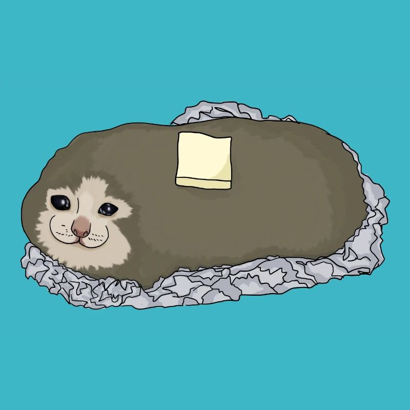 illustration de mème de chat de pomme de terre triste