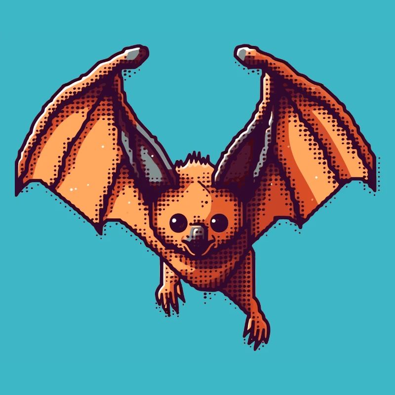 Flying fox comme pixel art rétro et vintage