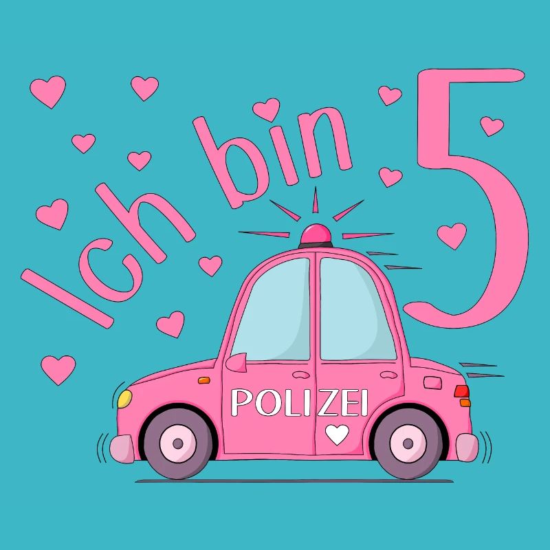 Polizeiauto Ich bin 5 Geburtstag Rosa