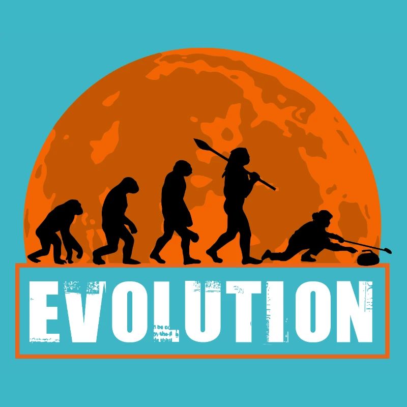 Curling Evolution Silhouette Winter Sport Humor